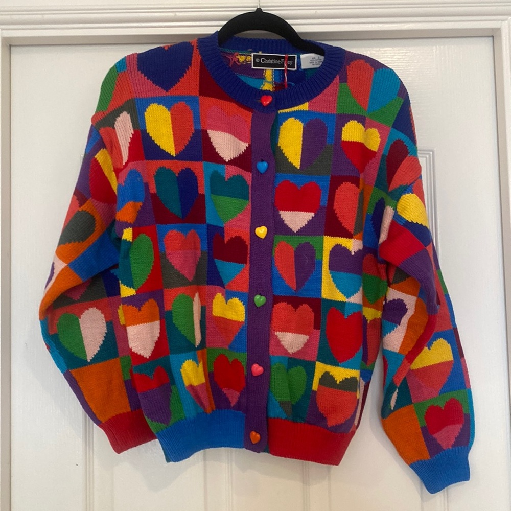 Christine Foley Heart Cardigan Size 2 M/L vintage